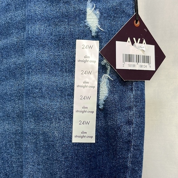 AVA & Viv mid rise, slim straight, crop stretch, denim jeans - Picture 4 of 8